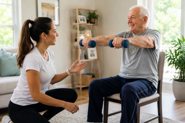 Senior parent lifting weights with his personal trainer from Concierge Personal Training in San Diego Senior parent lifting weights with his personal trainer from Concierge Personal Training in San Diego